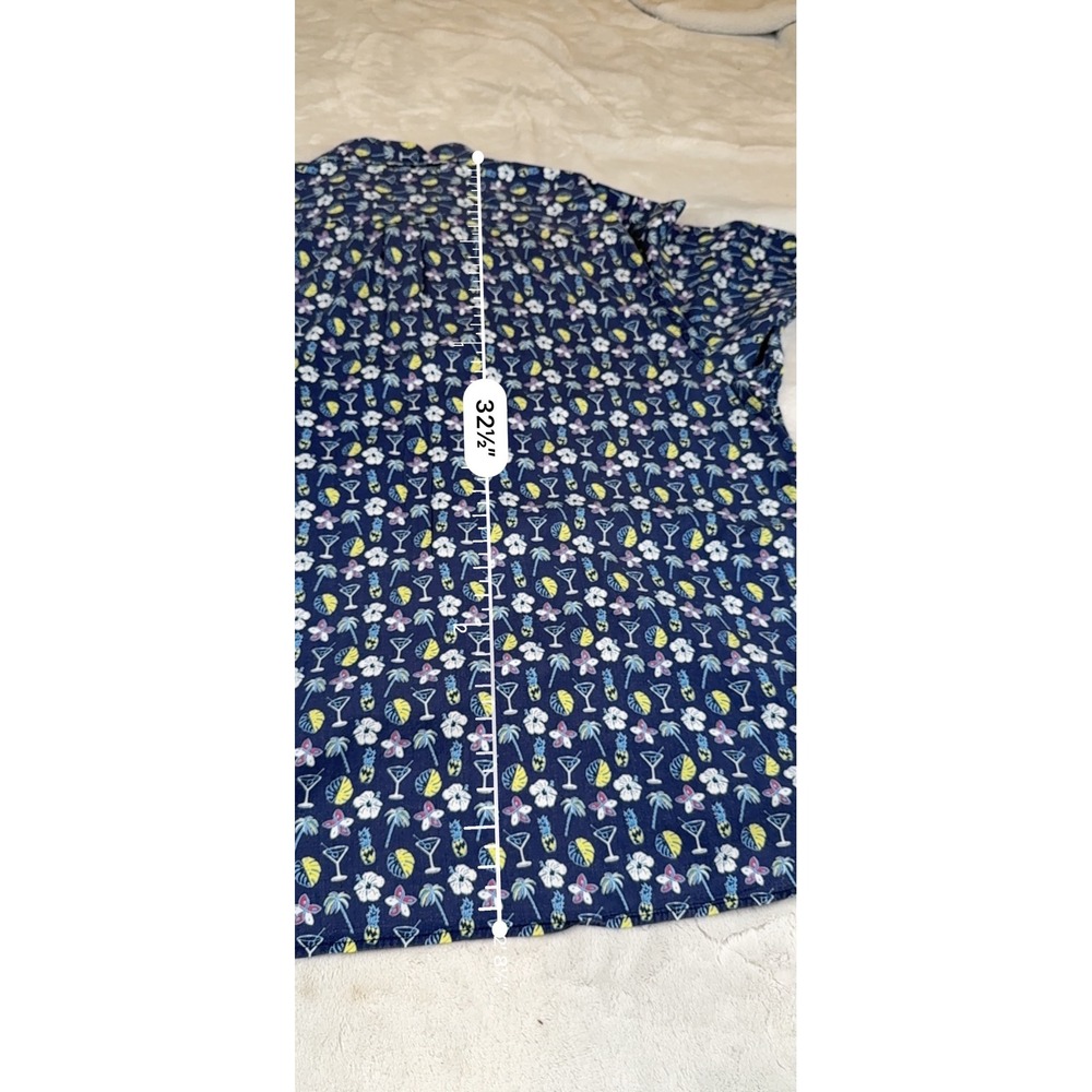 Tommy Bahama Mens XXL Navy Blue Tropical Cocktail Palm Tree Print Button Shirt - Picture 8 of 8